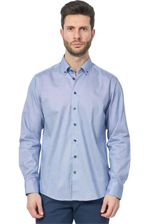 Bugatti Homme, Chemises, Bleu, Taille: M Chemise Bleue en Coton avec Boutons