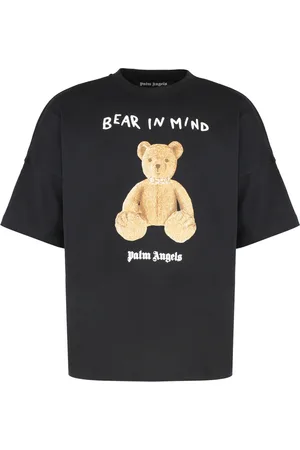 Palm Angels Homme, Tops, Noir, Taille: L T-shirt en coton à encolure ras du cou côtelée