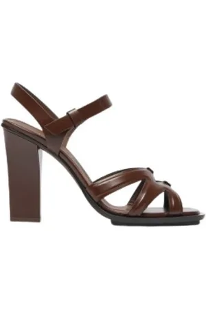 Max Mara Femme, Chaussures, Brun, Taille: 37 EU Sandales en Cuir Brillant à Cage