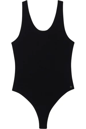 ANINE BING Femme, Tops, Noir, Taille: 36 FR Body Noir avec Encolure en Cœur et Sans Manches