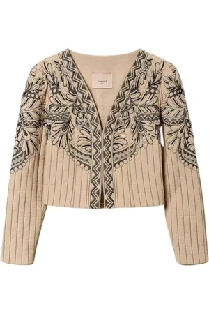 Twin-Set Femme, Pulls, , Taille: 36 FR Veste en coton matelassée avec broderie à la main