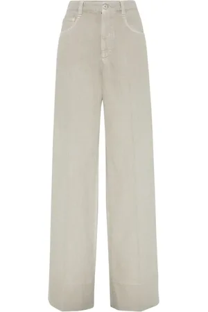 Brunello Cucinelli Femme, Jeans, Vert, Taille: 36 FR Jean Droit à Pli Marqué