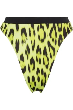 Roberto Cavalli Femme, Maillots de bain, Vert, Taille: 46 FR Bas de bikini imprimé animalier