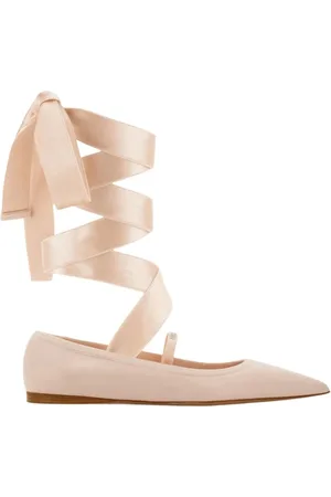 Salvatore Ferragamo Femme, Chaussures, Rose, Taille: 39 1/2 EU Chaussures en Cuir Beige à Lacets