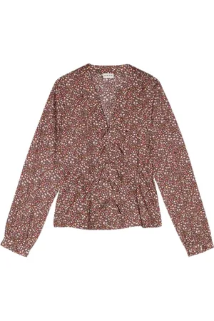 Apof Femme, Blouses et Chemises, Brun, Taille: 42 FR Chemise Ninja Florale avec Col en V