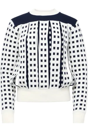 J.W.Anderson Femme, Pulls, Multicolore, Taille: 40 FR Pull Blanc à Motif Géométrique