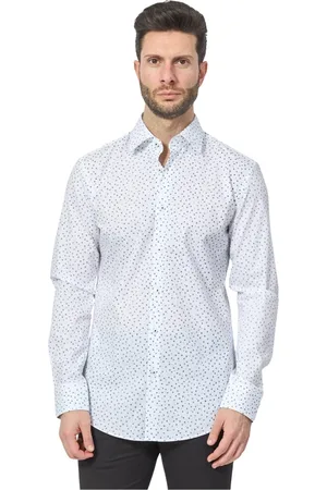 HUGO BOSS Homme, Chemises, Blanc, Taille: M Chemise Blanche Slim Fit à Fleurs