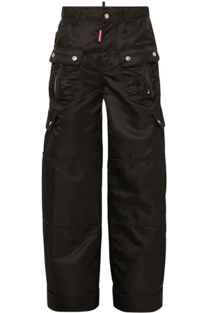 Dsquared2 Femme, Pantalons, Noir, Taille: 36 FR Pantalon Cargo Noir avec Finition Satinée