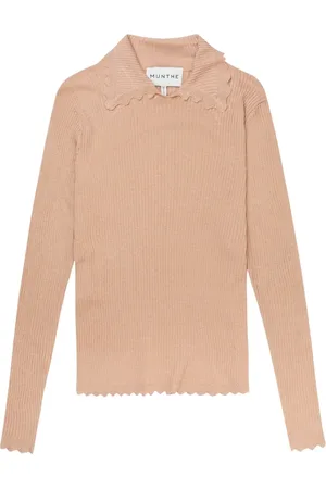 Munthe Femme, Pulls, Brun, Taille: 42 FR Blouse Féminine en Côtes avec Détails Élégants