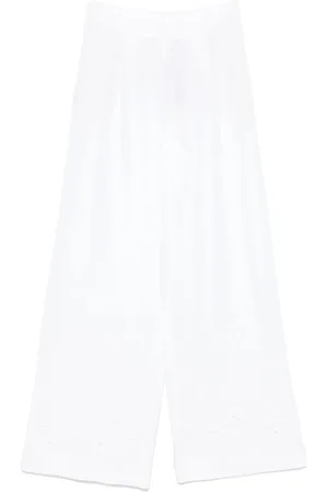 ERMANNO SCERVINO Femme, Pantalons, Blanc, Taille: 38 FR Pantalon Blanc Plissé avec Taille Élastique
