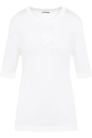 Jil Sander Femme, Tops, Blanc, Taille: 38 FR T-shirt Blanc avec Fleurs