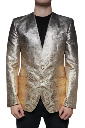 Dolce & Gabbana Homme, Vestes, Jaune, Taille: L Blazer Jacquard Or