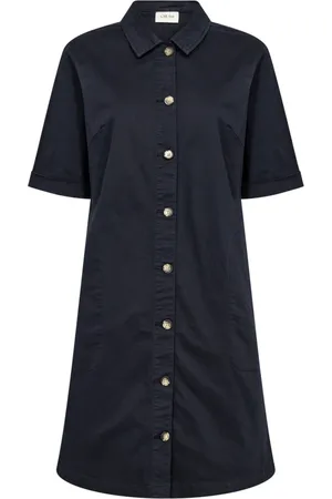 Cream Femme, Blouses et Chemises, Bleu, Taille: 38 FR Robe en Denim avec Manches Courtes et Col