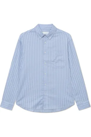 Les Deux Homme, Chemises, Bleu, Taille: S Kolton Herringbone Shirt