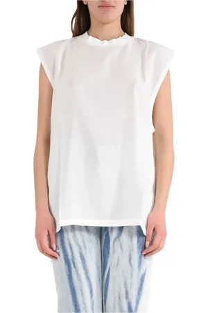 A PAPER KID Femme, Tops, Blanc, Taille: 34 FR Débardeur avec logo Strass