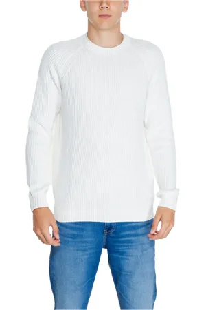 Calvin Klein Homme, Pulls, Blanc, Taille: L Pull Raglan en Coton Bio
