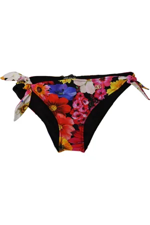 Dolce & Gabbana Femme, Maillots de bain, Multicolore, Taille: 40 FR Bas de bikini noir à imprimé floral
