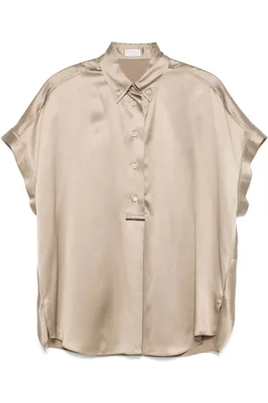 Brunello Cucinelli Femme, Blouses et Chemises, Brun, Taille: 38 FR Chemise Casual en Coton pour Homme