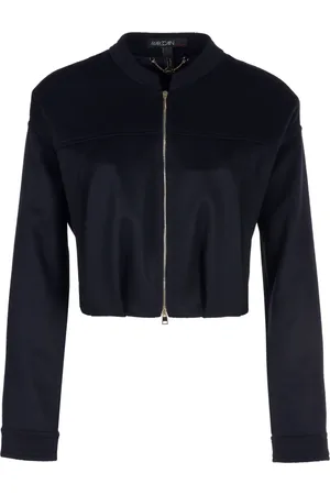 Marc Cain Femme, Vestes, Bleu, Taille: 42 FR Veste Blouson en Laine et Cachemire