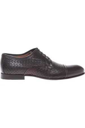 BALDININI Homme, Chaussures, Brun, Taille: 46 EU Lace-up in leather and dark woven print