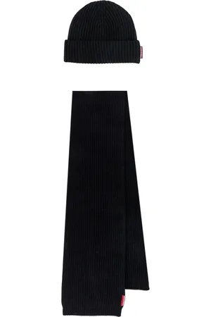 Dsquared2 Homme, Accessoires, Noir, Taille: ONE Size Ensemble Écharpe et Chapeau en Laine - Noir Aw23