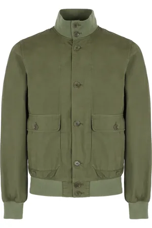 Aspesi Homme, Vestes, Vert, Taille: M Bomber en coton avec bordures côtelées