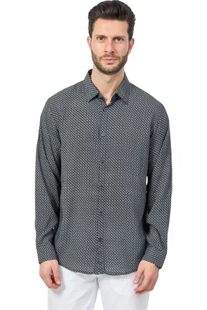 Armani Exchange Homme, Chemises, Bleu, Taille: L Chemise Bleue en Coton avec Motif All-Over