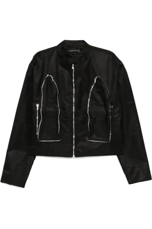 Who Decides War Homme, Vestes, Noir, Taille: L Veste noire à fermeture éclair avec plusieurs poches