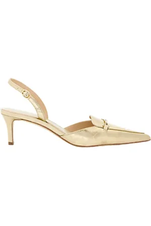 Michael Kors Femme, Chaussures, Jaune, Taille: 35 EU Metallic Cracked Leather Slingback Lena
