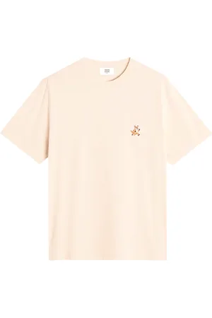 Maison Kitsuné Homme, Tops, , Taille: S Fox Patch T-shirt en coton à col rond