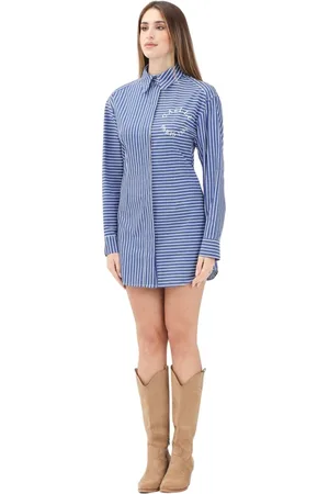 GAËLLE Femme, Robes, Bleu, Taille: 38 FR Robe courte à rayures bleues et blanches