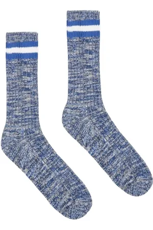 Universal Works Homme, Sous-vêtements, Bleu, Taille: M Chaussettes à Rayures Classiques