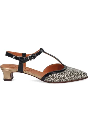 Chie Mihara Femme, Chaussures, Multicolore, Taille: 38 EU Talons en cuir noir avec motif géométrique