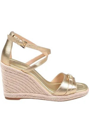 Michael Kors Femme, Chaussures, Jaune, Taille: 35 EU Sandale compensée avec Plaque Logo