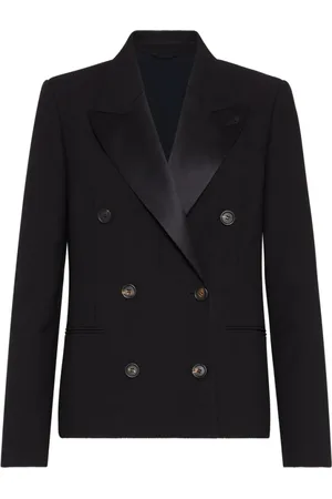 Brunello Cucinelli Femme, Vestes, Noir, Taille: 32 FR Veste noire à double boutonnage avec poches