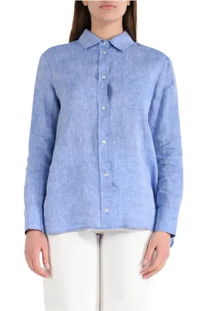 Max Mara Femme, Blouses et Chemises, Bleu, Taille: 36 FR Chemise en lin modèle Elise