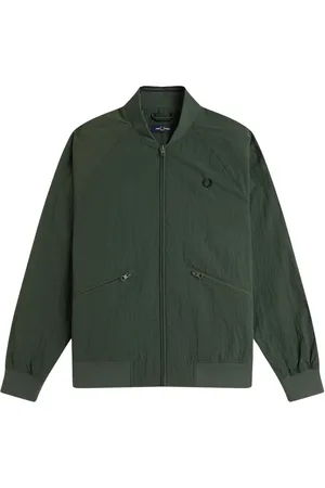 Fred Perry Homme, Vestes, Vert, Taille: M Bomber de Tennis Texturé