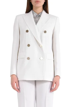 Max Mara Femme, Vestes, , Taille: 38 FR Manteau à double boutonnage en précieux crêpe de laine