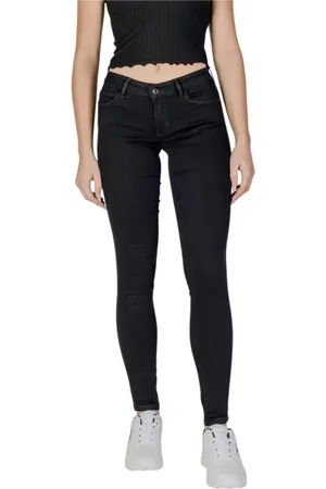 Guess Femme, Jeans, Noir, Taille: W33 L32 Jeans Noirs à Fermeture Éclair Taille Haute pour Femmes