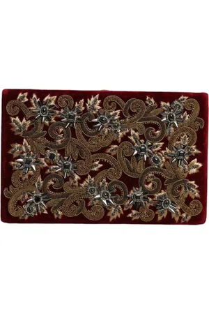 Dolce & Gabbana Femme, Sacs, Rouge, Taille: ONE Size Pochette Velours Rouge et Or