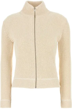 Maison Margiela Femme, Pulls, , Taille: 38 FR Cardigan Ivoire en Mélange de Coton Tricot