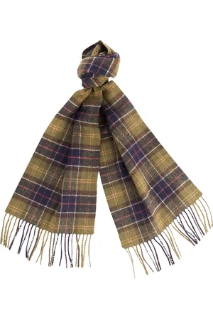 Barbour Femme, Accessoires, Multicolore, Taille: ONE Size Écharpe en Laine Tartan à Franges Look Classique