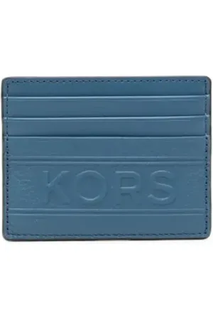 Michael Kors Homme, Accessoires, Bleu, Taille: ONE Size Porte-cartes de Crédit en Cuir