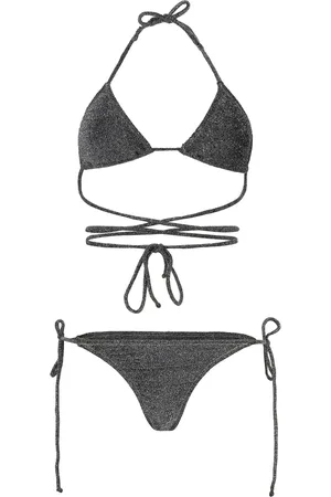 Reina Olga Femme, Maillots de bain, Gris, Taille: 40 FR Bikini Triangle Lurex avec Liens