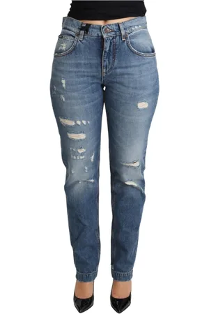 Dolce & Gabbana Femme, Jeans, Bleu, Taille: 38 FR Jean Skinny en Denim Bleu avec Cœur Embelli
