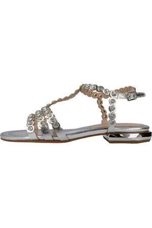 CAFèNOIR Femme, Chaussures, Gris, Taille: 38 EU Sandales Plates Élégantes