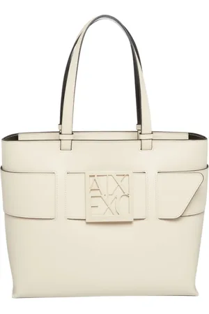 Armani Exchange Femme, Sacs, Blanc, Taille: ONE Size Sac Shopper Tendance avec Monogramme