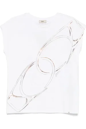 HERNO Femme, Tops, Blanc, Taille: 40 FR T-shirt Blanc avec Logo Imprimé Manches Courtes