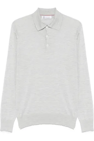 Brunello Cucinelli Homme, Tops, Gris, Taille: 2XL Pull Gris Clair à Boutons