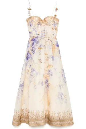 ZIMMERMANN Femme, Robes, Multicolore, Taille: 38 FR Appliqué floral Ceinture nouée Robe